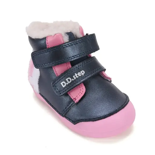 Ghete D.D.Step fete, piele naturala, imblanite, bleumarin sidef, model cu Urs polar_W066-62479D-20_Pebebe
