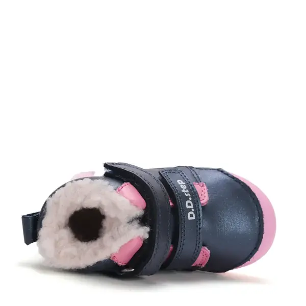 Ghete D.D.Step fete, piele naturala, imblanite, bleumarin sidef, model cu Urs polar_W066-62479D-20_Pebebe