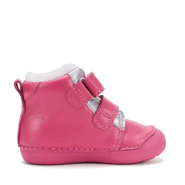 Ghete D.D.Step fete, piele naturala, imblanite, fuchsia, model cu Urs polar_W066-62479F-20_Pebebe