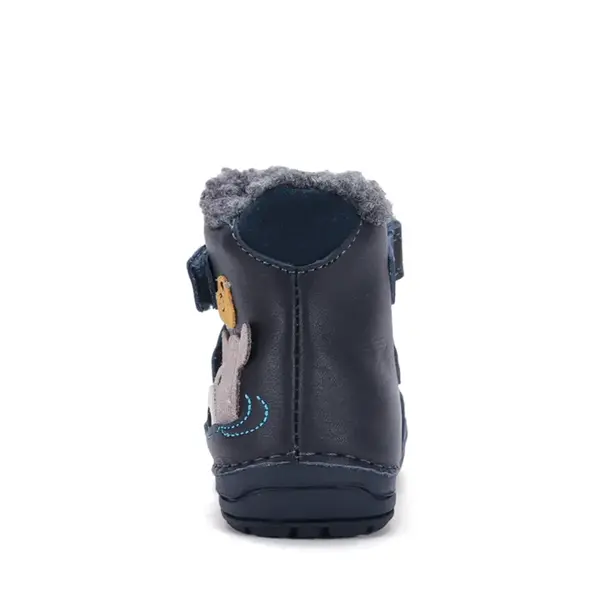 Ghete D.D.Step imblanite, baieti, piele naturala, talpa flexibila, bleumarin, model cu urs_W029-62556-19_Pebebe