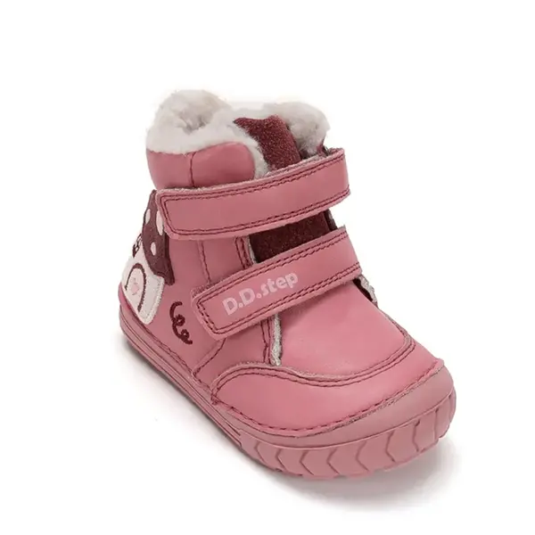Ghete D.D.Step imblanite, fete, piele naturala, talpa flexibila, roz, model cu casuta_W029-62116B-19_Pebebe