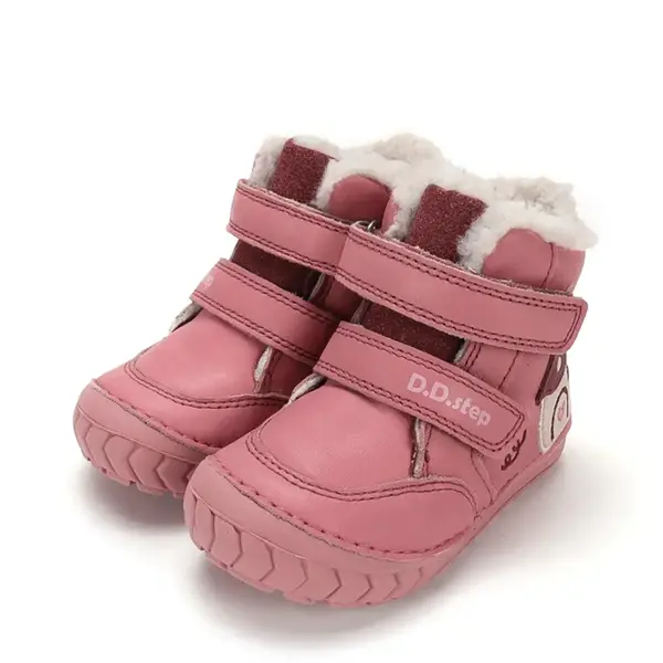 Ghete D.D.Step imblanite, fete, piele naturala, talpa flexibila, roz, model cu casuta_W029-62116B-19_Pebebe