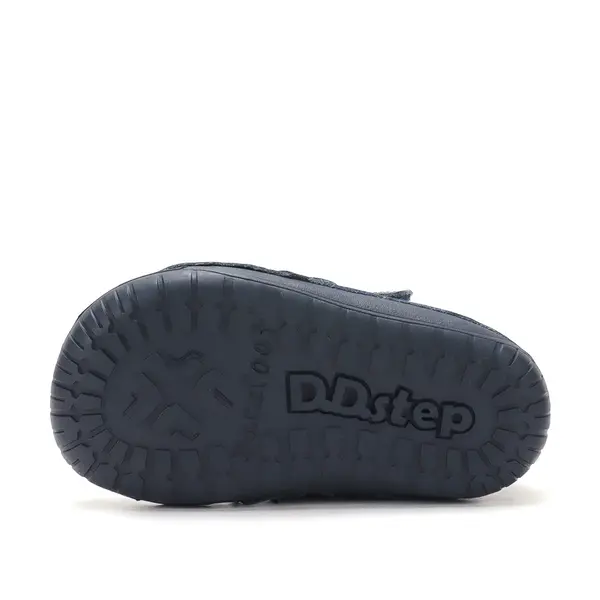Ghete D.D Step baieti, Barefoot, piele naturala, captuseala din blana, bleumarin cu maro, emblema cu norisor_W070-62495B-20_Pebebe