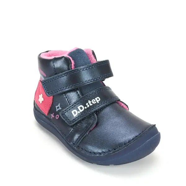 Ghete D.D Step, Barefoot, Fete, talpa fluorescenta, piele naturala, captuseala textila, bleumarin sidef_ A116-62403A-22_Pebebe