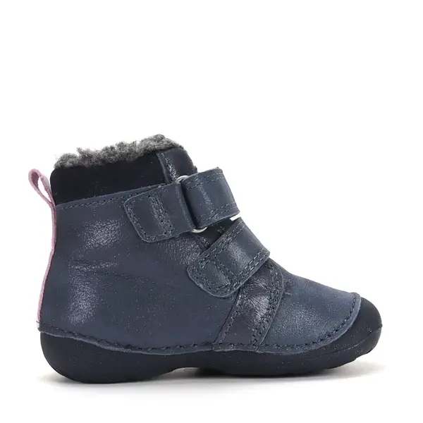 Ghete D.D Step copii, piele naturala, talpa flexibila, imblanite, bleumarin, model cu meduza_W015-62772B-19_Pebebe