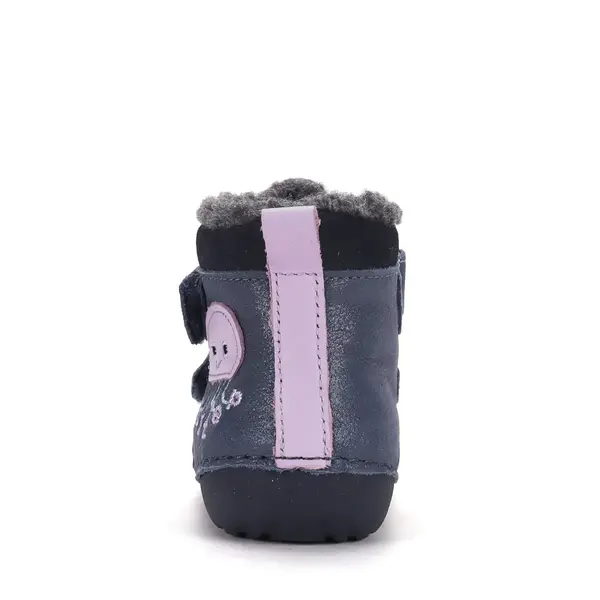 Ghete D.D Step copii, piele naturala, talpa flexibila, imblanite, bleumarin, model cu meduza_W015-62772B-19_Pebebe