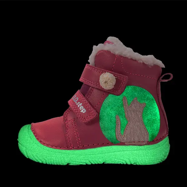Ghete D.D Step fete, piele naturala, fluorescente, imblanite, fuchsia_W082-62935B-20_Pebebe