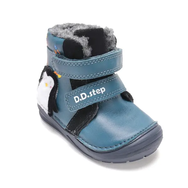 Ghete D.D. Step baieti, inalte, piele naturala, imblanite, albastru, model Pinguin_W071-62827-20_Pebebe