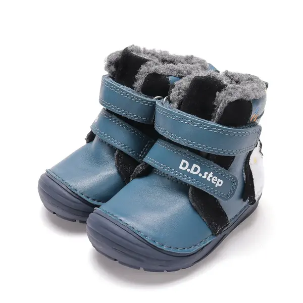 Ghete D.D. Step baieti, inalte, piele naturala, imblanite, albastru, model Pinguin_W071-62827-20_Pebebe