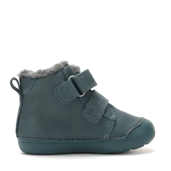 Ghete D.D.Step copii, piele naturala, imblanite, verde smarald, model cu Urs polar_W066-62479B-20_Pebebe