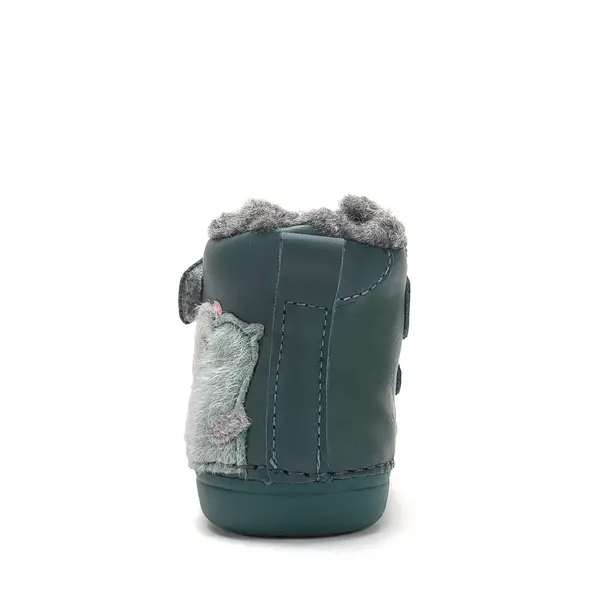 Ghete D.D.Step copii, piele naturala, imblanite, verde smarald, model cu Urs polar_W066-62479B-20_Pebebe