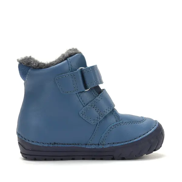 Ghete D.D.Step imblanite, baieti, piele naturala, talpa flexibila, albastru, model cu urs_W029-62556A-19_Pebebe
