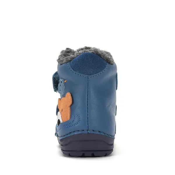 Ghete D.D.Step imblanite, baieti, piele naturala, talpa flexibila, albastru, model cu urs_W029-62556A-19_Pebebe