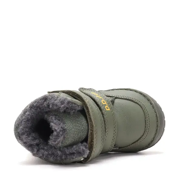 Ghete D.D.Step imblanite, baieti, piele naturala, talpa flexibila, olive, model cu urs_W029-62556B-19_Pebebe
