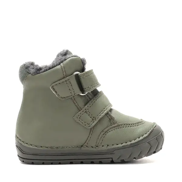 Ghete D.D.Step imblanite, baieti, piele naturala, talpa flexibila, olive, model cu urs_W029-62556B-19_Pebebe