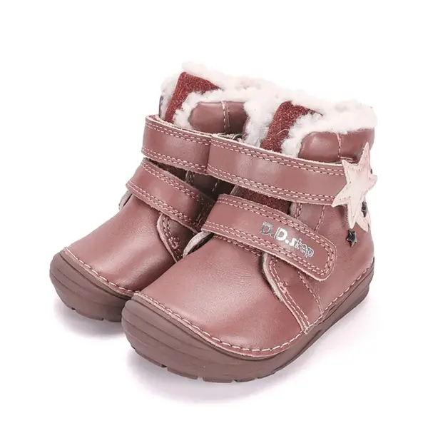 Ghete fete, inalte, piele naturala pentru fete, D.D.Step, imblanite, roz metalic, model unicorn_W071-62869B-23_Pebebe
