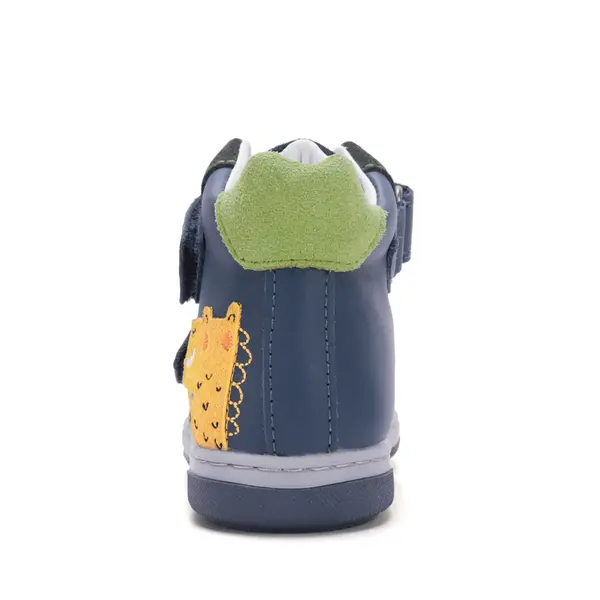 Ghete Ponte20 baieti, piele naturala, supinatie 5 mm, sustinere calcai, bleumarin, model cu dinozaur_DA06-6-2265A-22_Pebebe