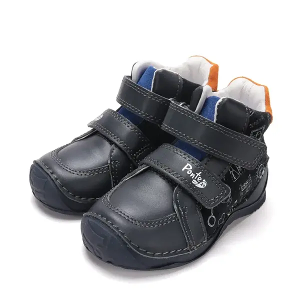 Ghete Ponte20 baieti, piele naturala, supinatie 5 mm, sustinere calcai, culoare bleumarin cu print_DA06-6-2507-22_Pebebe