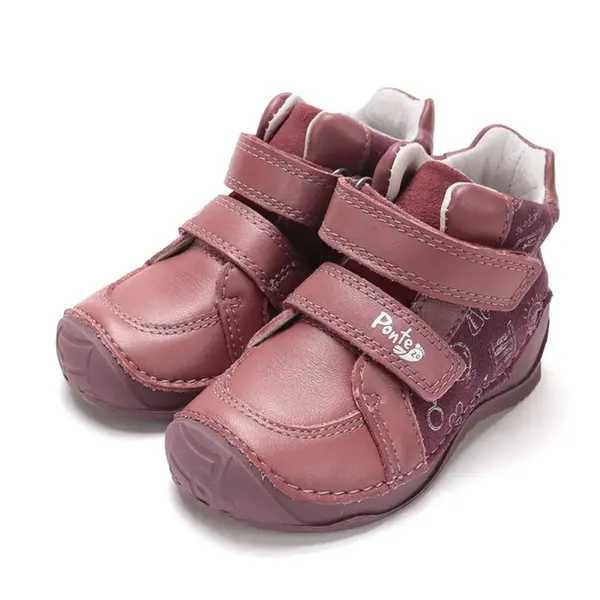 Ghete Ponte20 fete, piele naturala, supinatie 5 mm, sustinere calcai, culoare roz cu print_DA06-6-2507C-22_Pebebe