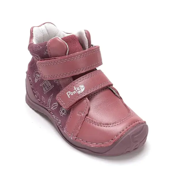 Ghete Ponte20 fete, piele naturala, supinatie 5 mm, sustinere calcai, culoare roz cu print_DA06-6-2507C-22_Pebebe