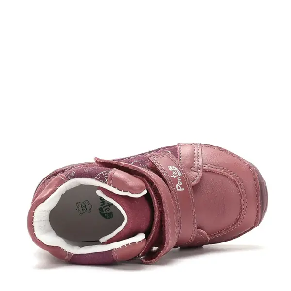 Ghete Ponte20 fete, piele naturala, supinatie 5 mm, sustinere calcai, culoare roz cu print_DA06-6-2507C-22_Pebebe