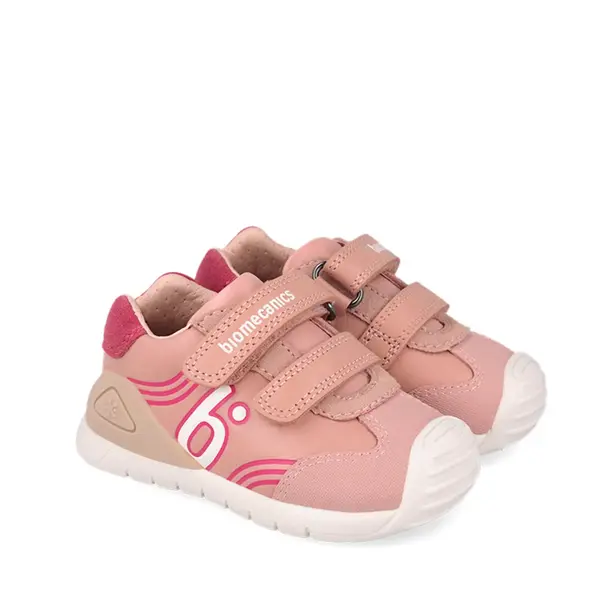 Pantofi Biomecanics fete, piele naturala si material textil, Biogateo Casual, roz_261130-D193-20_Pebebe