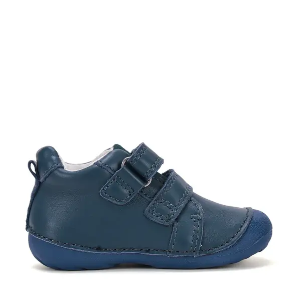Pantofi D.D. Step baieti, primii pasi, piele naturala, talpa flexibila, albastru, model cu castor_S015-62748-19_Pebebe