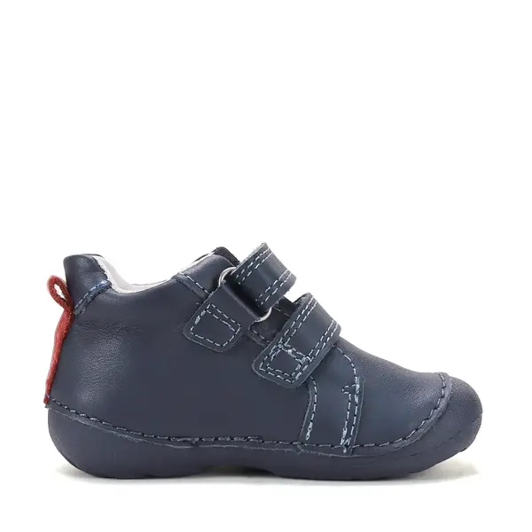 Pantofi D.D. Step baieti, primii pasi, piele naturala, talpa flexibila, bleumarin, model cu castor_S015-62748A-19_Pebebe