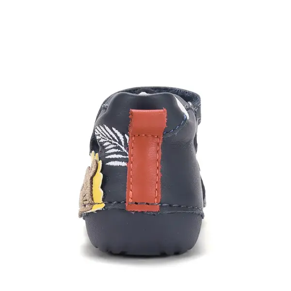 Pantofi D.D. Step baieti, primii pasi, piele naturala, talpa flexibila, bleumarin, model cu castor_S015-62748A-19_Pebebe