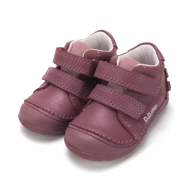 Pantofi D.D Step copii, piele naturală, captuseală din piele, talpă flexibilă, mov cu ursulet_S082-62150AM-27_Pebebe