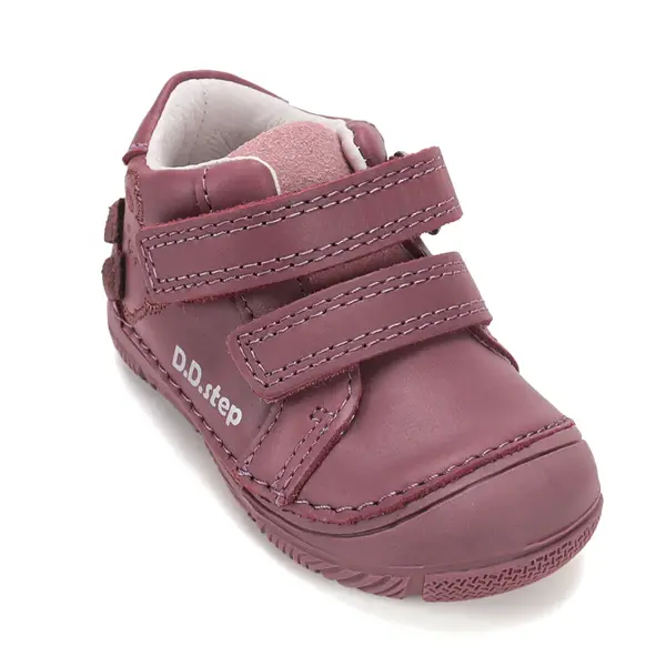 Pantofi D.D Step copii, piele naturală, captuseală din piele, talpă flexibilă, mov cu ursulet_S082-62150AM-27_Pebebe