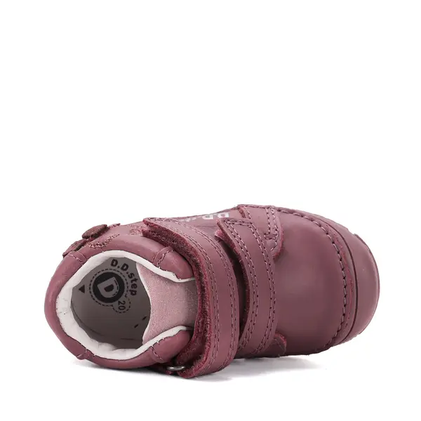 Pantofi D.D Step copii, piele naturală, captuseală din piele, talpă flexibilă, mov cu ursulet_S082-62150AM-27_Pebebe