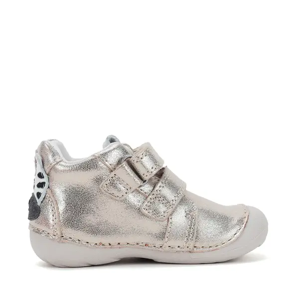 Pantofi D.D. Step fete, primii pasi, piele naturala, talpa flexibila, auriu cu zebra_S015-62120C-19_Pebebe