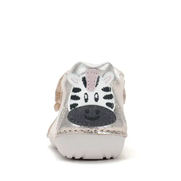 Pantofi D.D. Step fete, primii pasi, piele naturala, talpa flexibila, auriu cu zebra_S015-62120C-19_Pebebe