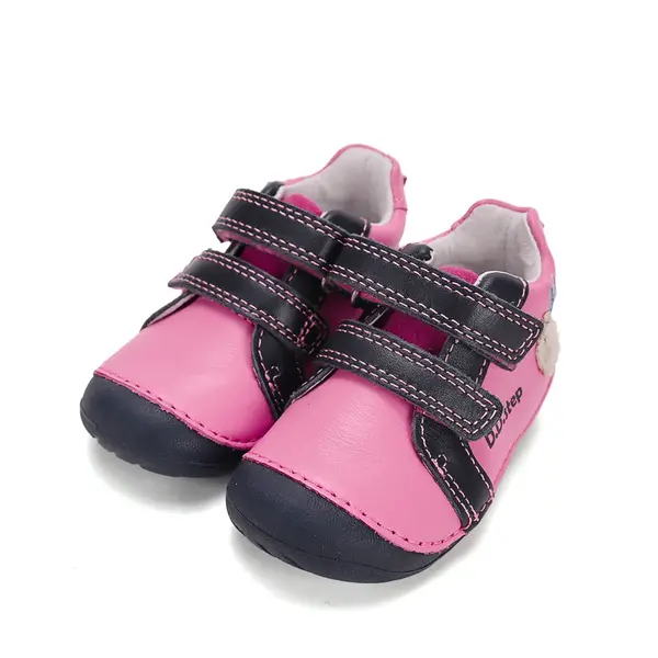 Pantofi D.D. Step fete, primii pasi, piele naturala, talpa flexibila, fuchsia, model cu bufnita_S015-62450B-19_Pebebe