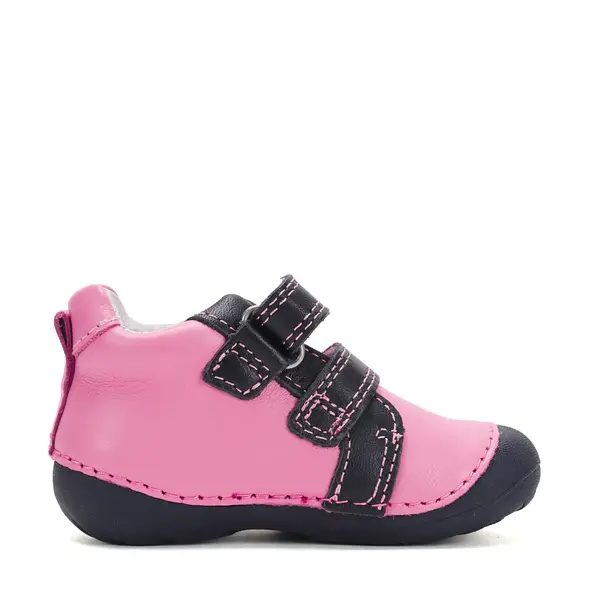 Pantofi D.D. Step fete, primii pasi, piele naturala, talpa flexibila, fuchsia, model cu bufnita_S015-62450B-19_Pebebe