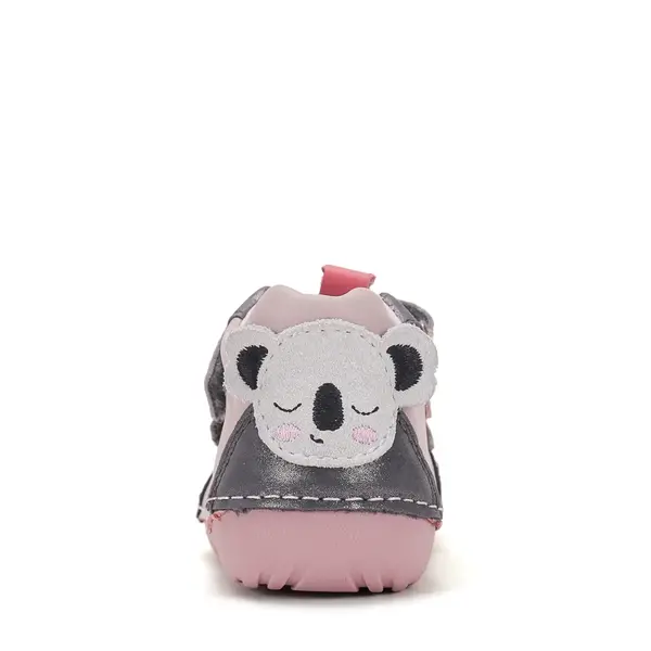 Pantofi D.D. Step fete, primii pasi, piele naturala, talpa flexibila, roz cu urs Koala_S015-62120D-20_Pebebe