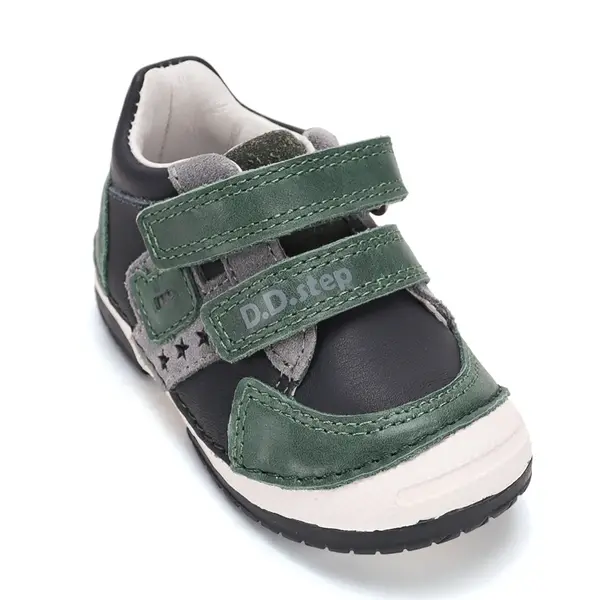 Pantofi DD Step baieti, piele naturală, cu suținere, talpa flexibila, bleumarin verde_S038-62241A-19_Pebebe