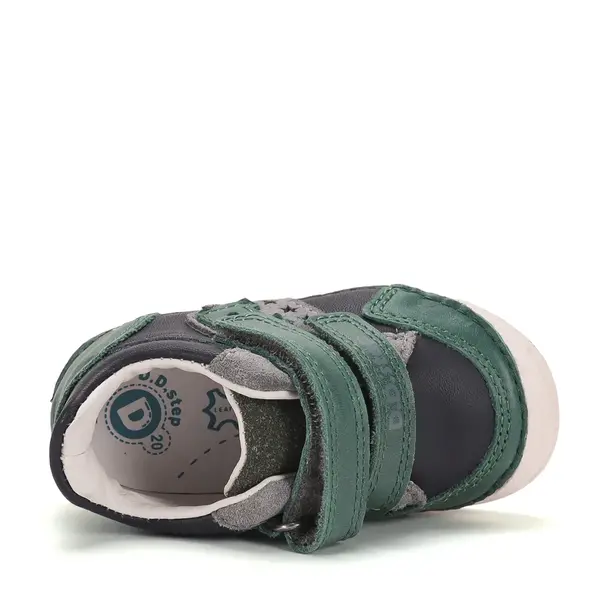 Pantofi DD Step baieti, piele naturală, cu suținere, talpa flexibila, bleumarin verde_S038-62241A-19_Pebebe