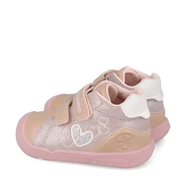 Pantofi fete Biomecanics Barefoot, varf protector, piele naturala, roz sidef cu inimioare_261142-B892-22_Pebebe