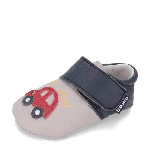 Pantofi primii pasi, interior, piele naturala, gri, masinuta, D.D. Step_K1596-62257-18/19_Pebebe