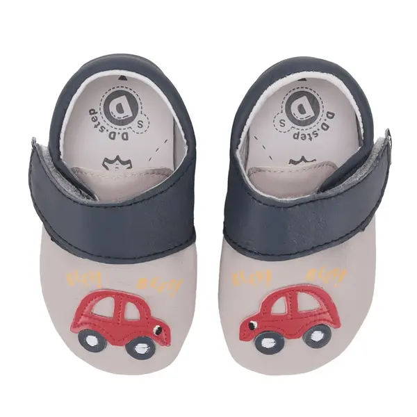 Pantofi primii pasi, interior, piele naturala, gri, masinuta, D.D. Step_K1596-62257-18/19_Pebebe