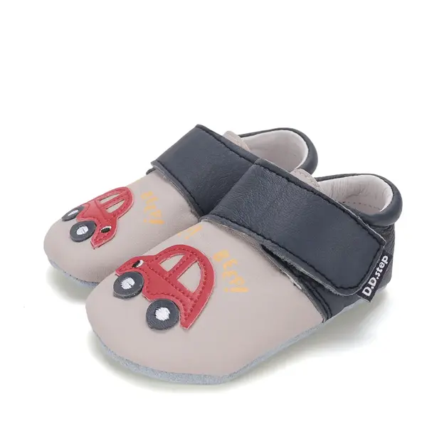 Pantofi primii pasi, interior, piele naturala, gri, masinuta, D.D. Step_K1596-62257-18/19_Pebebe