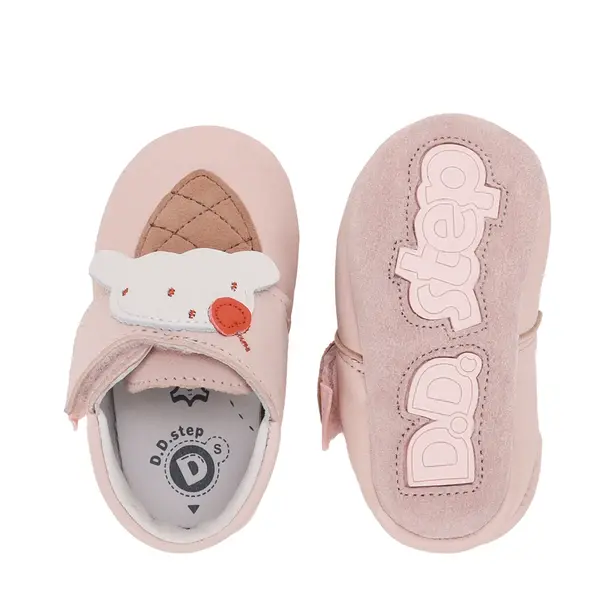 Pantofi primii pasi, interior, piele naturala, roz, inghetata, D.D. Step_K1596-62757-18/19_Pebebe