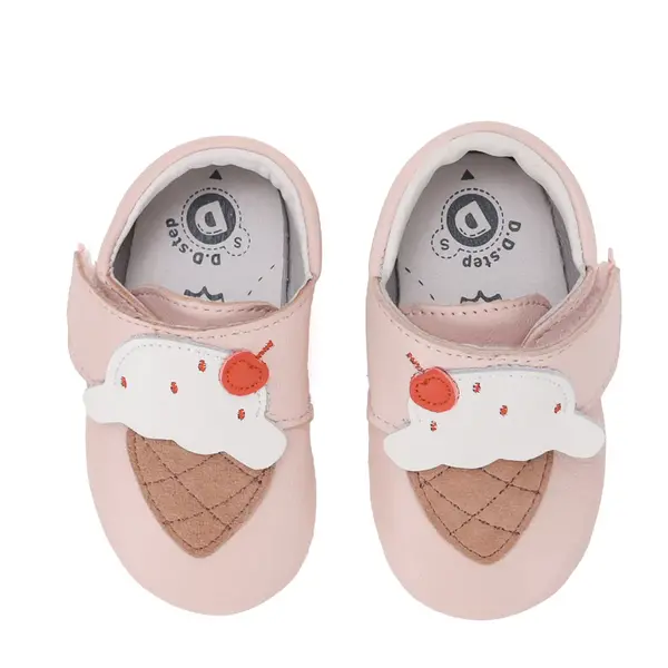 Pantofi primii pasi, interior, piele naturala, roz, inghetata, D.D. Step_K1596-62757-18/19_Pebebe