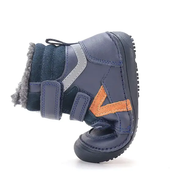 Ghete barefooot D.D Step baieti, piele naturala, reflectorizante, talpa felxibilă, bleumarin_W063-62643AM-25_Pebebe