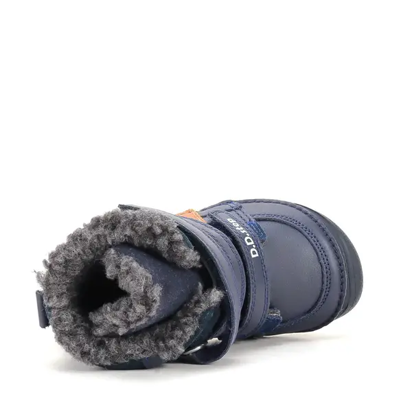 Ghete barefooot D.D Step baieti, piele naturala, reflectorizante, talpa felxibilă, bleumarin_W063-62643AM-25_Pebebe