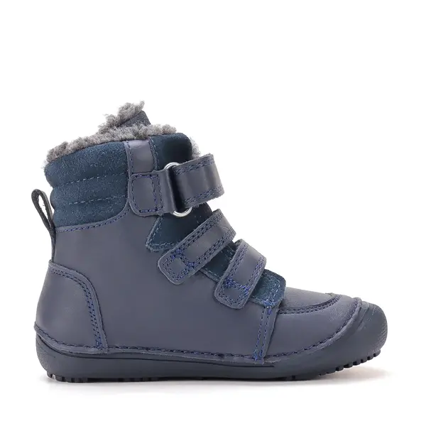 Ghete barefooot D.D Step baieti, piele naturala, reflectorizante, talpa felxibilă, bleumarin_W063-62643AM-25_Pebebe