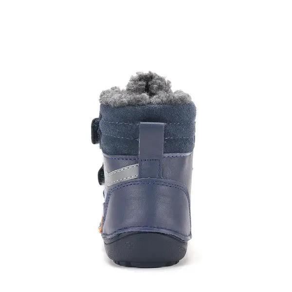 Ghete barefooot D.D Step baieti, piele naturala, reflectorizante, talpa felxibilă, bleumarin_W063-62643AM-25_Pebebe