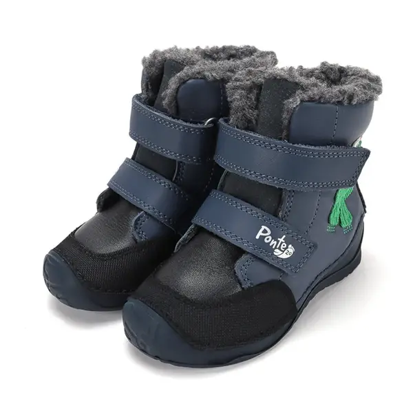 Ghete cu supinatie baieti, piele naturala, talpa ferma, captuseala blana ecologica, maro, Bleumarin_DA07-6-2798-23_Pebebe